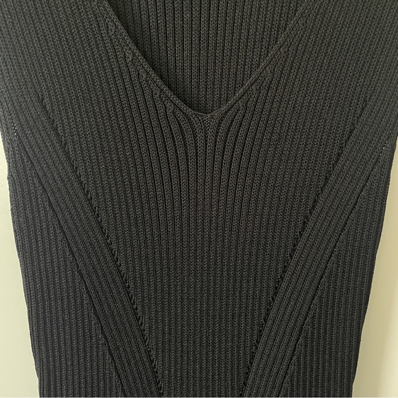 MICHAEL KORS Black V-Neck Knitted Ribbed Sleeveless Dress XS - Picture 6 of 9